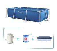 Pack piscina desmontable rectangular small frame 3 metros 3 accesorios