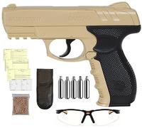 Pack Pistola balines Gamo GP-20 Desert 3 Julio. GP20 + Gafas Protectoras + Tarjeta de Armas + Funda + balines + Bombonas CO2