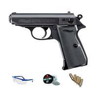 Pack Pistola de Aire comprimido Walther PPK/s - Arma de CO2 y balines BBS (perdigones de Acero) Full Metal <3,5J