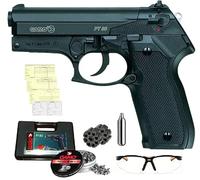 Pack Pistola Gamo PT-80 de 3,5 Julios. Pistola PT80. Calibre 4,5 mm. + Tarjeta de Armas + Maletín de Transporte + Gafas Protectoras + 250 balines + 2 Cargadores + Bombona CO2