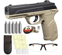 Pack Pistola Gamo PT-85 4,5mm Blowback Desert 3 Julios de Potencia + Funda + Gafas Protectora + balines + bombonas co2 + Tarjeta de Armas
