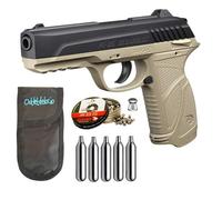 Pack Pistola Perdigón Gamo PT-85 4,5mm Blowback Dessert. + Funda + balines + bombonas co2 23054/29318/38203