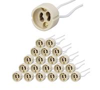 PACK Portalámparas casquillos GU10 para bombillas halogenas hasta 100W y bombilla led, zócalo de cerámica con cable de silicona 150mm de alta resistencia. Socket Lamp Holder Silicon Wire (20)