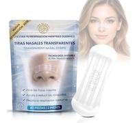 PACK PREMIUM 60 Tiras Nasales Deportivas. Tiras Nasales Antironquidos para Dormir Transparentes. Alivia la Congestión Nasal Para una Mejor Respiración. Nasal Strips Para Reducir Ronquidos Tiras Nariz