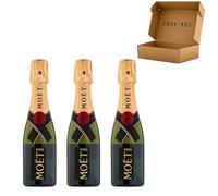 Pack Premium Moët & Chandon Brut Champagne Mini Moët 3 x 20 cl - Pack mini botellas Champan premium - Considerado el mejor - Perfecto para regalo - Mejor Seleccion ENOVINOS THE WINE BRAND