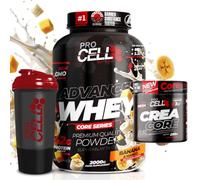 PACK Procell Proteinas Whey Advanced 2Kg (Banana Mango) + Creatina monohidratada 200Gr + Shaker "REGALO" Gana masa muscular, Fuerza, Resistencia, Tonificacion muscular, Recuperacion deportiva