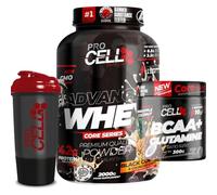 PACK Procell Proteinas Whey Advanced 2Kg (Black Cookies & Crunchy Chips) + BCAA & Glutamina 300gr + Shaker "REGALO" Gana masa muscular, Fuerza, Resistencia, Tonificacion muscular, Recuperacion