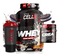 PACK Procell Proteinas Whey Advanced 2Kg (Black Cookies & Crunchy Chips) + Creatina monohidratada 200Gr + Shaker "REGALO" Gana masa muscular, Fuerza, Resistencia, Tonificacion muscular, Recuperacion