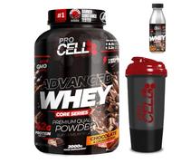 PACK Procell Proteinas Whey Advanced 2Kg (Chocolate & Crunchy Bar) + Batido Monodosis + Shaker "REGALO" Proteina Whey concentrada Gana masa muscular, proteina en polvo Batidos de Proteina