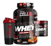 PACK Procell Proteinas Whey Advanced 2Kg (Chocolate & Crunchy Bar) + Creatina monohidratada 200Gr + Shaker "REGALO" Gana masa muscular, Fuerza, Resistencia, Tonificacion muscular, Recuperacion