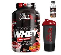 PACK Procell Proteinas Whey Advanced 2Kg (Strawberry Milkshake)+ Batido Monodosis + Shaker "REGALO" Proteina Whey concentrada Gana masa muscular, proteina en polvo Batidos de Proteina