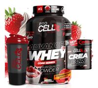 PACK Procell Proteinas Whey Advanced 2Kg (Strawberry Milkshake) + Creatina monohidratada 200Gr + Shaker "REGALO" Gana masa muscular, Fuerza, Resistencia, Tonificacion muscular, Recuperacion