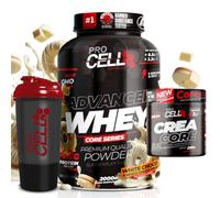 PACK Procell Proteinas Whey Advanced 2Kg (White Choco & White Choco Rings) + Creatina monohidratada 200Gr + Shaker "REGALO" Gana masa muscular, Fuerza, Resistencia, Tonificacion muscular, Recuperacion