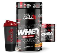 PACK Procell Proteinas Whey Advanced 900Gr (Strachatella) + Creatina monohidratada 200Gr + Shaker "REGALO" Gana masa muscular, Fuerza, Resistencia, Tonificacion muscular, Recuperacion deportiva