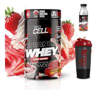 PACK Procell Proteinas Whey Advanced 900gr (Strawberry Milkshake)+ Batido Monodosis + Shaker "REGALO" Proteina Whey concentrada Gana masa muscular, proteina en polvo Batidos de Proteina