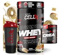 PACK Procell Proteinas Whey Advanced 900Gr (White Choco & White Choco rings) + Creatina monohidratada 200Gr + Shaker "REGALO" Gana masa muscular, Fuerza, Resistencia, Tonificacion muscular