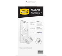 Pack Protección OtterBox para iPhone 16; Funda Protectora Fina Symmetry Series Clear MagSafe, Protector de Pantalla Premium Glass y Cargador rápido UK 30W USB-C