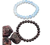 Pack Pulsera de Piedra Luna y Pulsera Piedra Granate Natural - Conexión con la Energía Femenina - Amuleto de Fertilidad - Regulación de Ciclos Menstruales (pulsera-piedra-luna-granate)