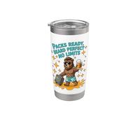 Pack Ready Beard Perfect No Limits Bear Bear para hombre, viaje de verano Vaso térmico de acero inoxidable de doble pared