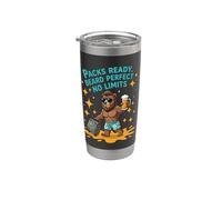 Pack Ready Beard Perfect No Limits Bear Bear para hombre, viaje de verano Vaso térmico de acero inoxidable de doble pared