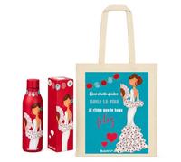 Pack regalo Botella Térmica + Bolsa Tote Cádiz - Botella Pepa Feliz + Bolsa Pepa Feliz - regalo original flamenco - diseño illustrArte