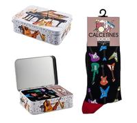 Pack regalo calcetines con guitarras electricas color negro talla unica en lata de metal Talla unica
