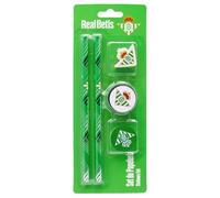Pack Regalo Escolar Infantil Real Betis Balompié | Set de Papelería Oficial del Betis con Lápices, Goma y Sacapuntas | Material Escolar Verde y Blanco | Regalo Ideal para Niños y Aficionados