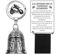 Pack Regalo - Llavero Moto Campana Guardián - Campana Motera de la Suerte - Regalo Moteros Hombre - Amuleto de Protección y Buena Suerte para la moto. PACK:1 Llavero Guardián Bell,1Bolsa Negra,1Carta
