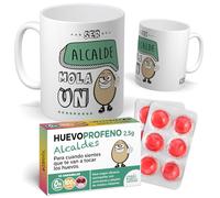 Pack Regalo Original Alcalde: Taza Divertida “Ser Alcalde Mola un Huevo” + Caramelos de Broma Huevoprofeno Alcaldes | Detalle Gracioso y Único para Cumpleaños, Fiestas o Amigo Invisible