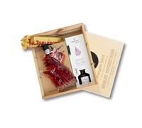 Pack Regalo Renacer - Licor Artesanal en Botella de Bruja, Ambientador Floral “Cerezo en Flor”, Toblerones y Caja de Madera - Regalo Original para Hombre o Pareja
