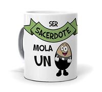 Pack Regalo Sacerdote Original: Taza Divertida “Ser Sacerdote Mola un Huevo” + Caramelos de Broma Huevomolón | Detalle Gracioso y Único para Cumpleaños, Fiestas o Amigo Invisible