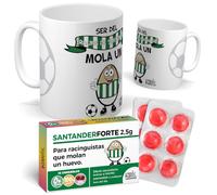 Pack Regalo | Tazas + Caramelo de Fútbol Ser del Racing Santander Mola | Idea de Regalo para Verdiblancos | Tazas con Frase para Fanáticos del Racing Santander | Taza Desayuno | Capacidad 350 ML