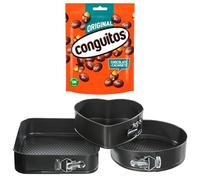 Pack repostería:CONGUITOS NEGROS DOYPACK 220G+Juego de 3 moldes desmontables surtidos