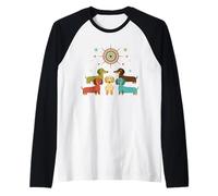 Pack Retro Dachshund Atomic Star, Perro Moderno de Mediados de Siglo Camiseta Manga Raglan