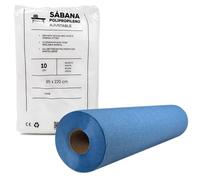 Pack Rollo de Papel Camilla Parafinado Antigoteo 0,59 x 75m + 10 Sábanas Desechable Ajustable 95 x 220 cm (Azul)