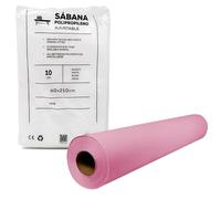 Pack Rollo Papel Camilla Crepado Rosa 59 cm x 70 metros +10 Sábanas para Camilla Desechable Ajustable 80x210 cm