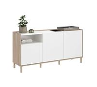 Pack salón comedor, mueble tv 2 puertas, aparador 3 puertas, mesa de centro extensible blanco y roble japonés 40 cm