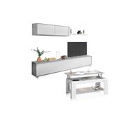 Pack salón con mesa de centro arlet plus blanco artik (blanco mate) - gris cemento 200 x 43 x 41 cm