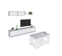 Pack salón con mesa de centro arlet plus v2 blanco artik (blanco mate) - gris cemento 200 x 43 x 41 cm