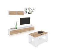 Pack salón con mesa de centro arlet plus v2 blanco artik (blanco mate) - roble canadian 200 x 43 x 41 cm