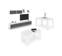 Pack salón con mesa de centro y mesa de comedor arlet max v2b blanco artik (blanco mate) - óxido 200 x 43 x 41 cm