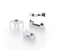 Pack salón con mesa de centro y mesa de comedor kenzo max v1a blanco brillo - gris antracita 200 x 46 x 41 cm