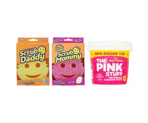 Pack Scrub Mommy esponja rosa & Scrub Daddy Original esponja + The Pink Stuff Paste (850 gramos)