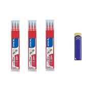 Pack/Set-Recambios para bolígrafos Pilot- Frixion-Repuestos Tinta BLS-FR7-Tinta Borrable-3 Sets de 3 Unidades + Goma de Borrar Frixion (Rojo)