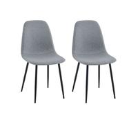 Miroytengo Pack 2 Sillas Comedor, Juego Sillas Cocina Lisa Gris Tapizadas con Patas Metal Negro