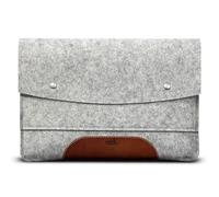 Pack & Smooch Funda para MacBook Air 15 MacBook Air 15, 100% Fieltro de Lana y Piel curtida Vegetal, Hecha a Mano en Alemania, Color Gris/marrón Claro