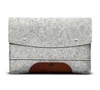 Pack & Smooch Funda tipo libro para iPad Pro de 11 pulgadas / Air de 11.9 pulgadas + teclado inteligente, 100% fieltro de lana, piel curtida vegetal (gris/marrón claro)