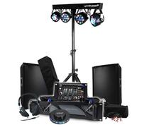 Pack Sono 1600 W BM Bmsonic Ampli, par de altavoces 2 x 300 W, mesa mezcladora, pórtico con 4 luces Xperformer, OVNI LED, fiesta de noche