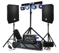 Pack Sono 1800 W BM Bmsonic Amplificador 1000 W, par de altavoces 2 x 400 W, mesa mezcladora, pórtico + 48 efectos luces EUPHORIA