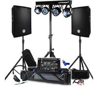 Pack Sono BM Bmsonic Ampli 1000 W, par de altavoces pasivos 2 x 300 W, mesa de mezcla, pórtico con 4 luces Xperformer, pies+llave 32 G